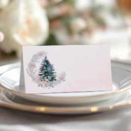 Tarjeta De Asiento Christmas Tree Pink Silver