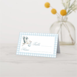 Tarjeta De Asiento Cifras de tabla de Baby Shower de la cigüeña azul