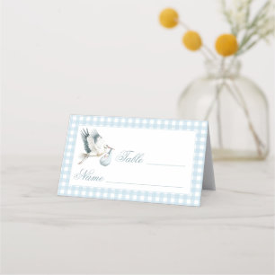 Tarjeta De Asiento Cifras de tabla de Baby Shower de la cigüeña azul
