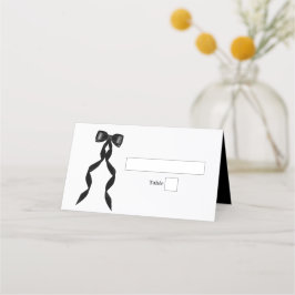 Tarjeta De Asiento Cinta de vaca negra formal matrimonio elegante