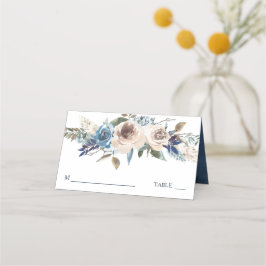 Tarjeta De Asiento Cisne floral blanca en Boda azul