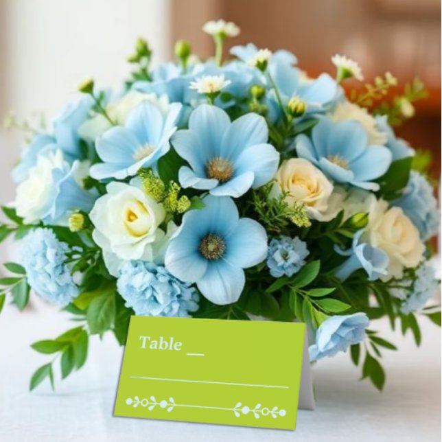 Tarjeta De Asiento Citrus Green & Coastal Blue Wedding (Subido por el creador)