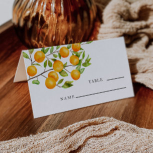 Tarjeta De Asiento Citrus Naranja Boda Número de tabla