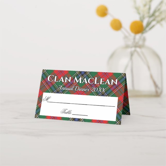 Tarjeta De Asiento Clan Estatalmente MacLean Tartan Motto (Anverso)