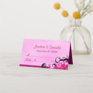 Tarjeta De Asiento Clásica Hibiscus Floral Luz Fuchsia Mesa plegada