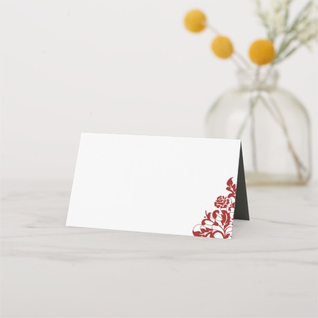 Tarjeta De Asiento Clásico Crimson Red Rose Lace Burgundy Boda (Anverso)