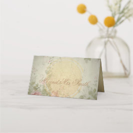 Tarjeta De Asiento Clásico Elegante color de agua de rosas rosadas de