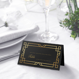 Tarjeta De Asiento Clásico Vintage Art Deco Elegante Oro Negro