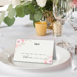 Tarjeta De Asiento Classic Elegance: Blush Rose Wedding