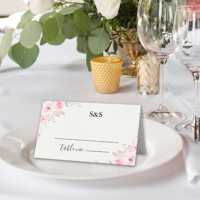 Tarjeta De Asiento Classic Elegance: Blush Rose Wedding (Subido por el creador)