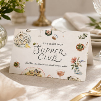 Tarjeta De Asiento Club de Cena Costero Caprichoso Acuarela