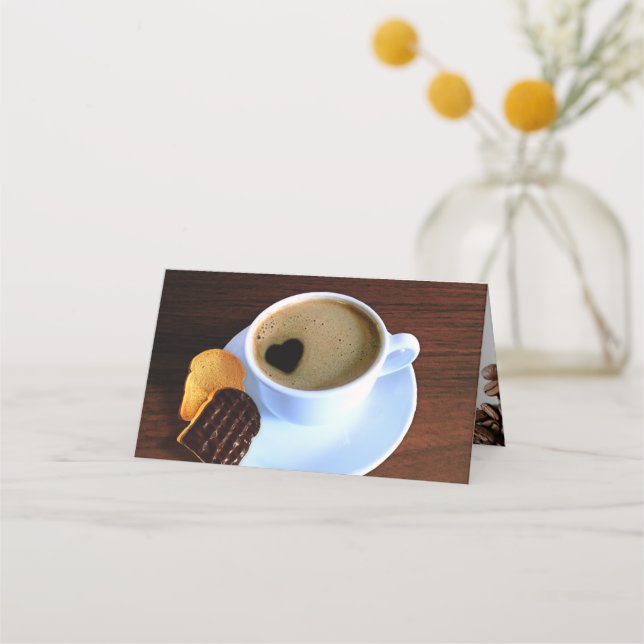 Tarjeta De Asiento Coffee Cup Cookie Heart Shaped Foam Gift Card (Anverso)
