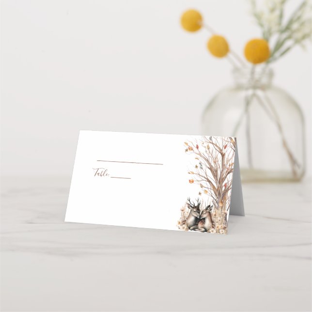 Tarjeta De Asiento Colección de Boda de Ciervo Rústico de Otoño (Reverso)