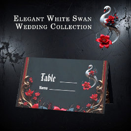 Tarjeta De Asiento Colección de Boda del Elegante Cisne Blanco