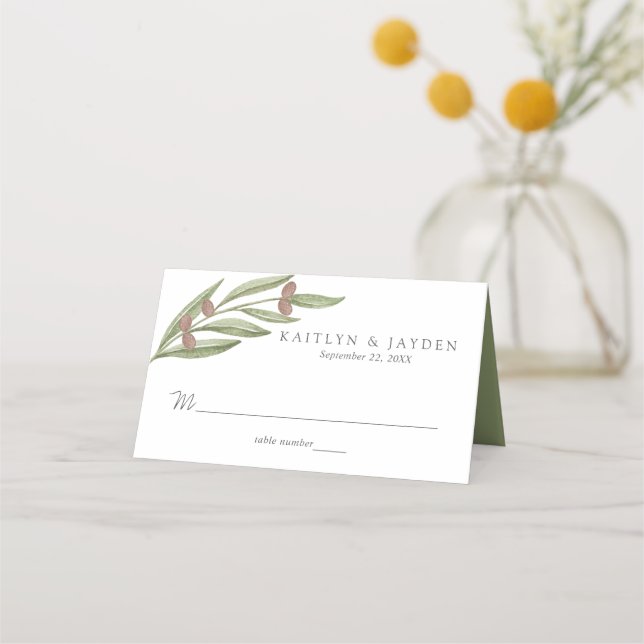 Tarjeta De Asiento Colección de Bodas de bifurcación de aceitunas (Anverso)