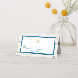 Tarjeta De Asiento Colección Starfish Whitewashed Wood Beach Wedding