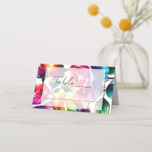 Tarjeta De Asiento Colocación de mesa de Bodas Rosas arcoiris