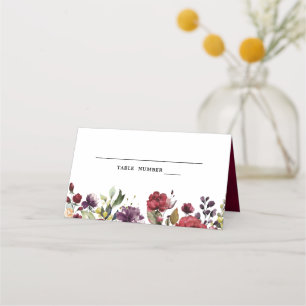 Tarjeta De Asiento Color de agua romántico Borgoña Rojo Rosa de Rubor