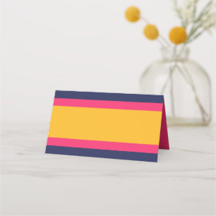 Tarjeta De Asiento Color vibrante bloque rosa azul y amarillo