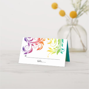 Tarjeta De Asiento Colores arcoiris hoja de desplazamiento boda LGBT