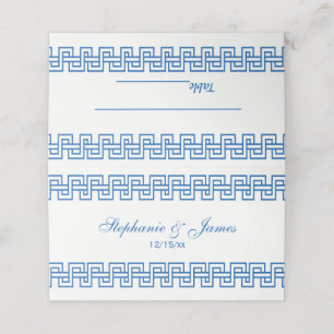 Tarjeta De Asiento Colores de bricolaje Azure Blue Greek Key Meander