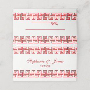 Tarjeta De Asiento Colores DIY Llave griega roja Meander J borde #5W