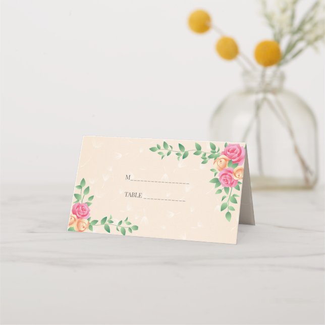 Tarjeta De Asiento Coloridas Rosas Wreath (Anverso)