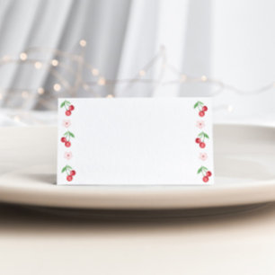 Tarjeta De Asiento Comida de Baby Shower rosada sobre cereza