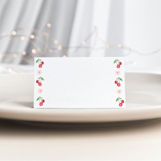Tarjeta De Asiento Comida de Baby Shower rosada sobre cereza (Subido por el creador)
