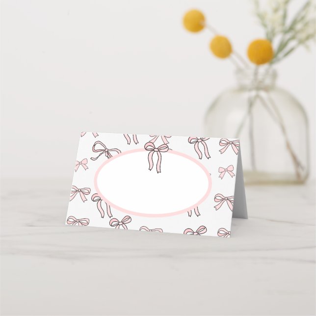 Tarjeta De Asiento Comida de garbanzo rosado en blanco o (Anverso)