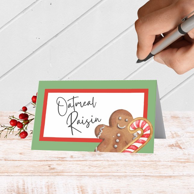 Tarjeta De Asiento Comida plegable de galletas de vacaciones, bebidas (Christmas Cookie Folding Label Cards for Food & Drink Labels, Place Cards, Contests and More)