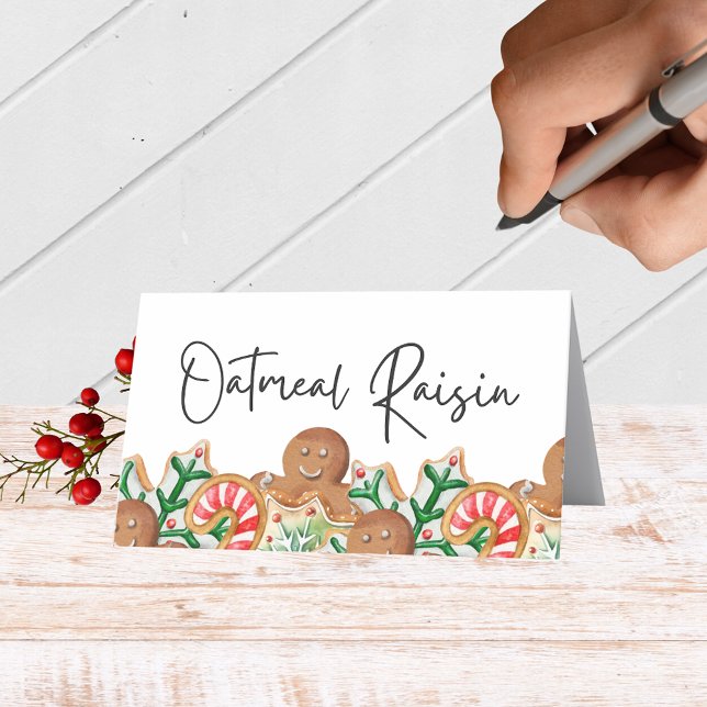 Tarjeta De Asiento Comida plegable de galletas de vacaciones, bebidas (Holiday Cookie Folding Label Cards for Food and Drink Labels, Place Cards, Contests and More)