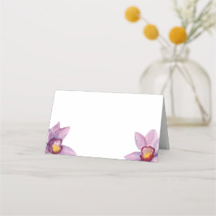 Tarjeta de asiento con flores orquídeas. Floral bo