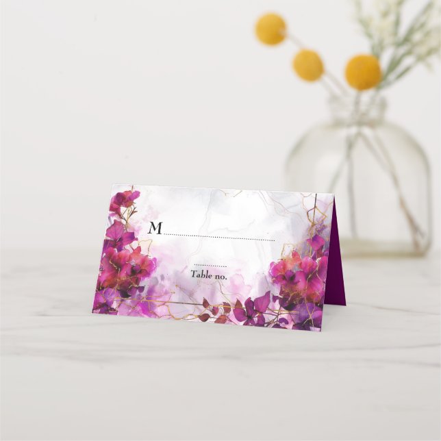 Tarjeta De Asiento 💍 Con texto personalizado Fuchsia Enchantaje Agua (Anverso)