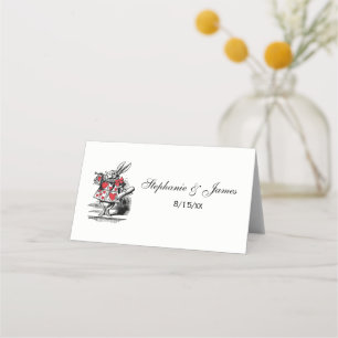 Tarjeta De Asiento Conejo Blanco Trompetista Alice Adv en Wonderland