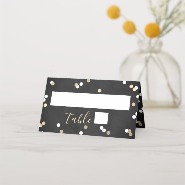 Tarjeta De Asiento Confeti de papel de oro Bridal Shower (Anverso)