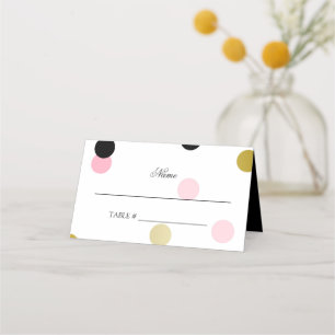 Tarjeta De Asiento Confetti dorado negro y rosa
