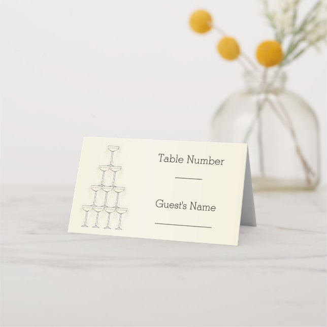 Tarjeta De Asiento Copas de champán boda (Anverso)