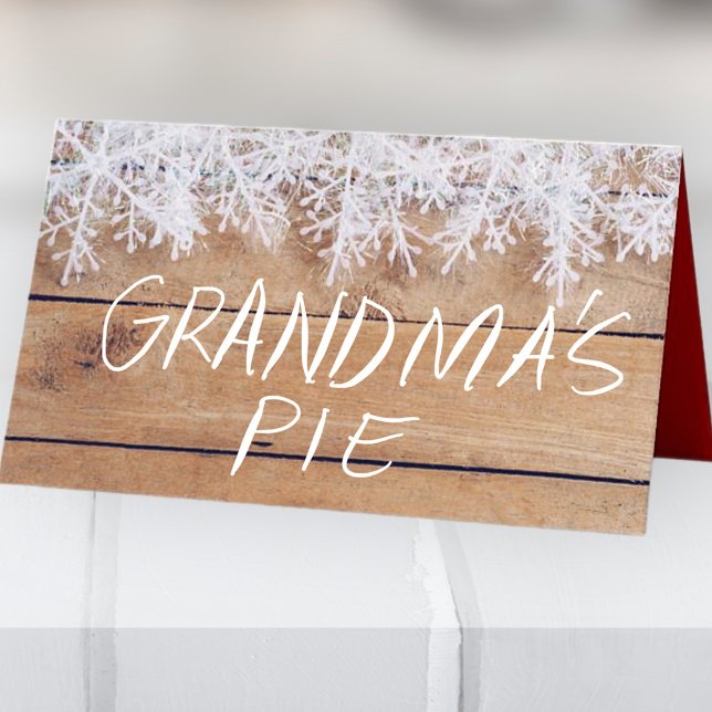 Tarjeta De Asiento Copos de nieve de invierno en el panel de madera | (Subido por el creador)