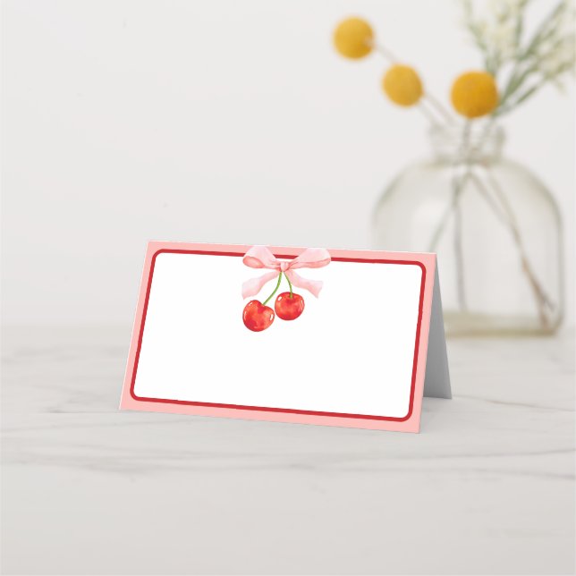 Tarjeta De Asiento Coquette Cherry Blank Food Label o (Anverso)