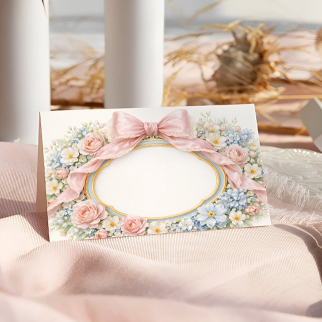 Tarjeta De Asiento Coquette Rosa Lazo Floral  (Subido por el creador)