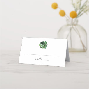 Tarjeta De Asiento CORA Hoja de palma acuarela tropical Simple Mínimo