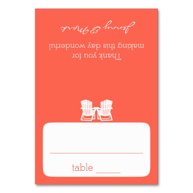 Tarjeta de asiento coral de las sillas Adirondack (Anverso)