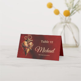 Tarjeta De Asiento Corazón de amor y amor apasionado. Un oído estiliz