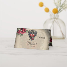 Tarjeta De Asiento Corazón gótico elegante pero místico