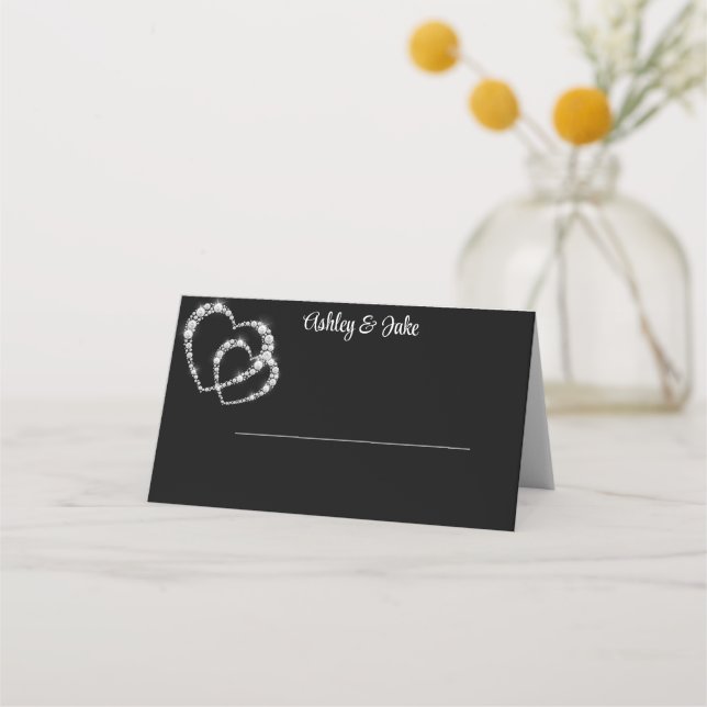 Tarjeta De Asiento Corazones de Diamantes (Anverso)