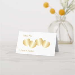 Tarjeta De Asiento Corazones Diseñan Boda de color dorado