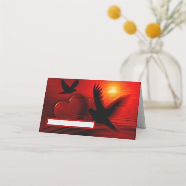 Tarjeta De Asiento Corazones y palomas (Anverso)
