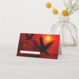 Tarjeta De Asiento Corazones y palomas