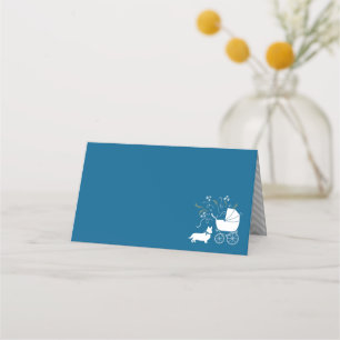 Tarjeta De Asiento Corgi Dog Baby Shower Puppy Welsh Blue Boy